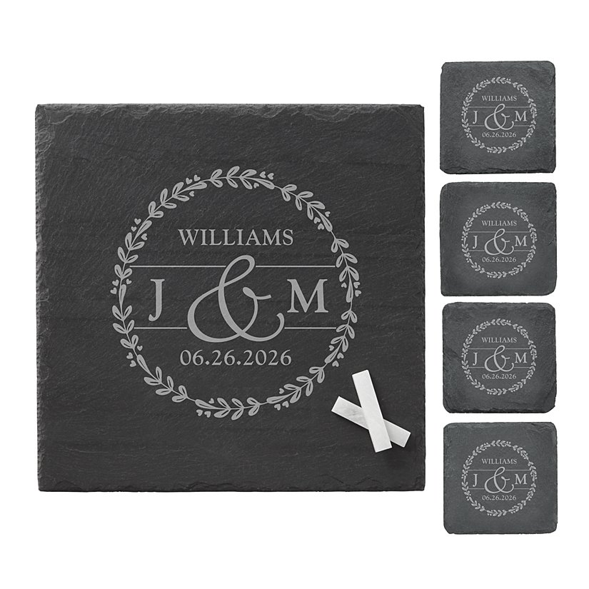 Elegant Duo Personalized Slate Entertaining 5pc Set