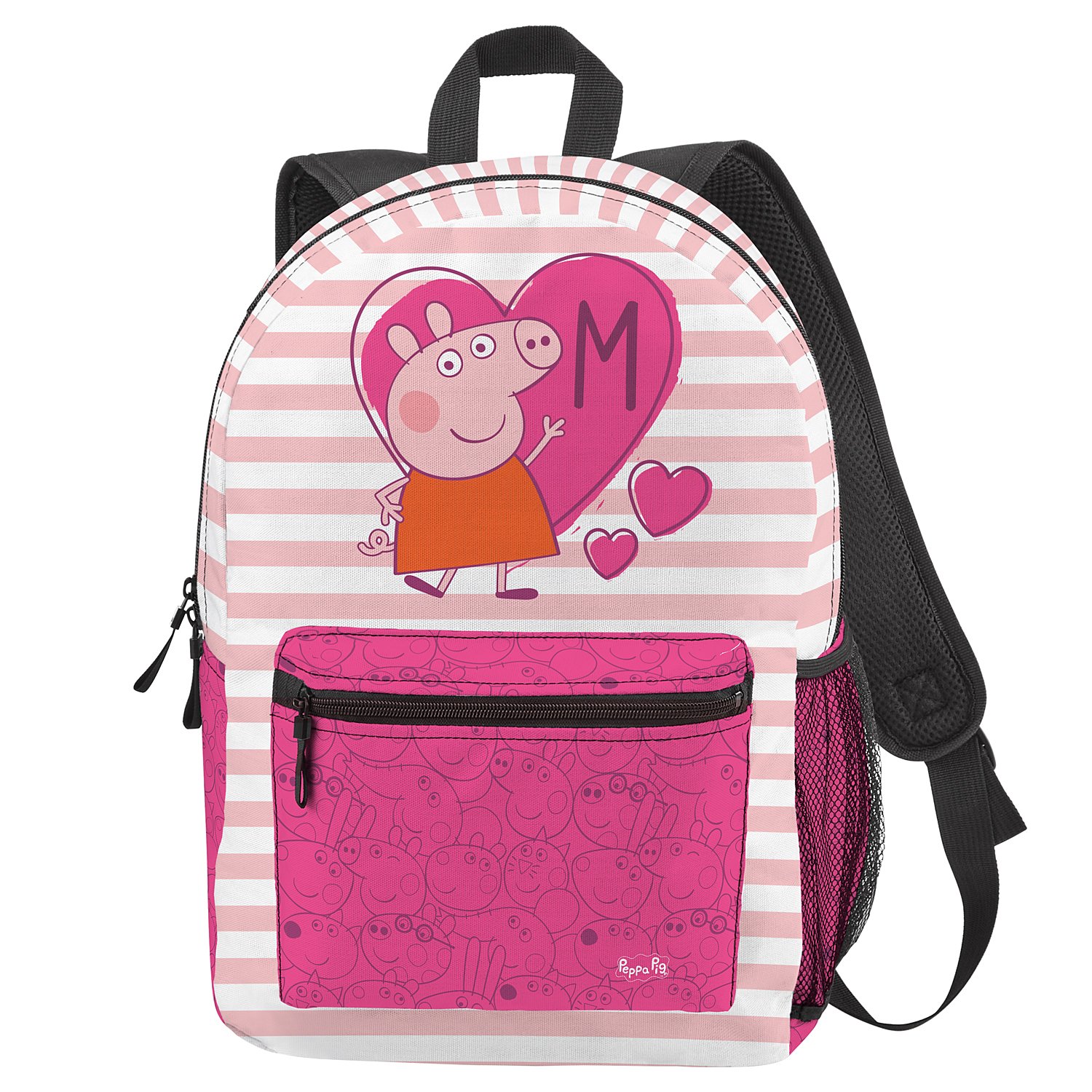 Peppa Pig  Allover Print Backpack-Heart & Stripes