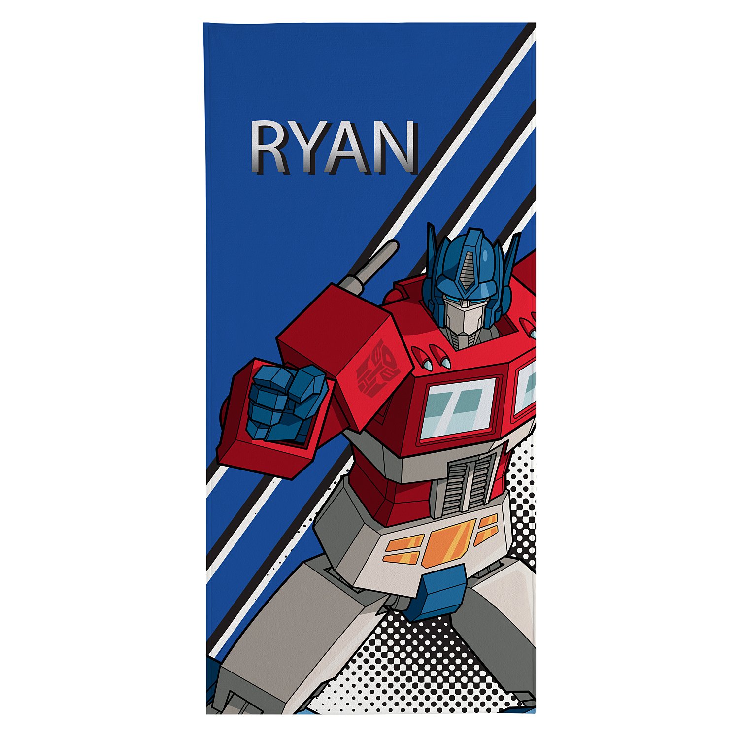 TRANSFORMERS Bold Stripes Personalized Beach Towel-Standard-Optimus Prime