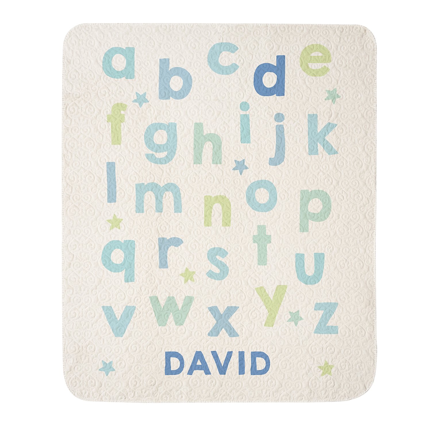 ABC Star Name Quilted Blanket - L - Blue