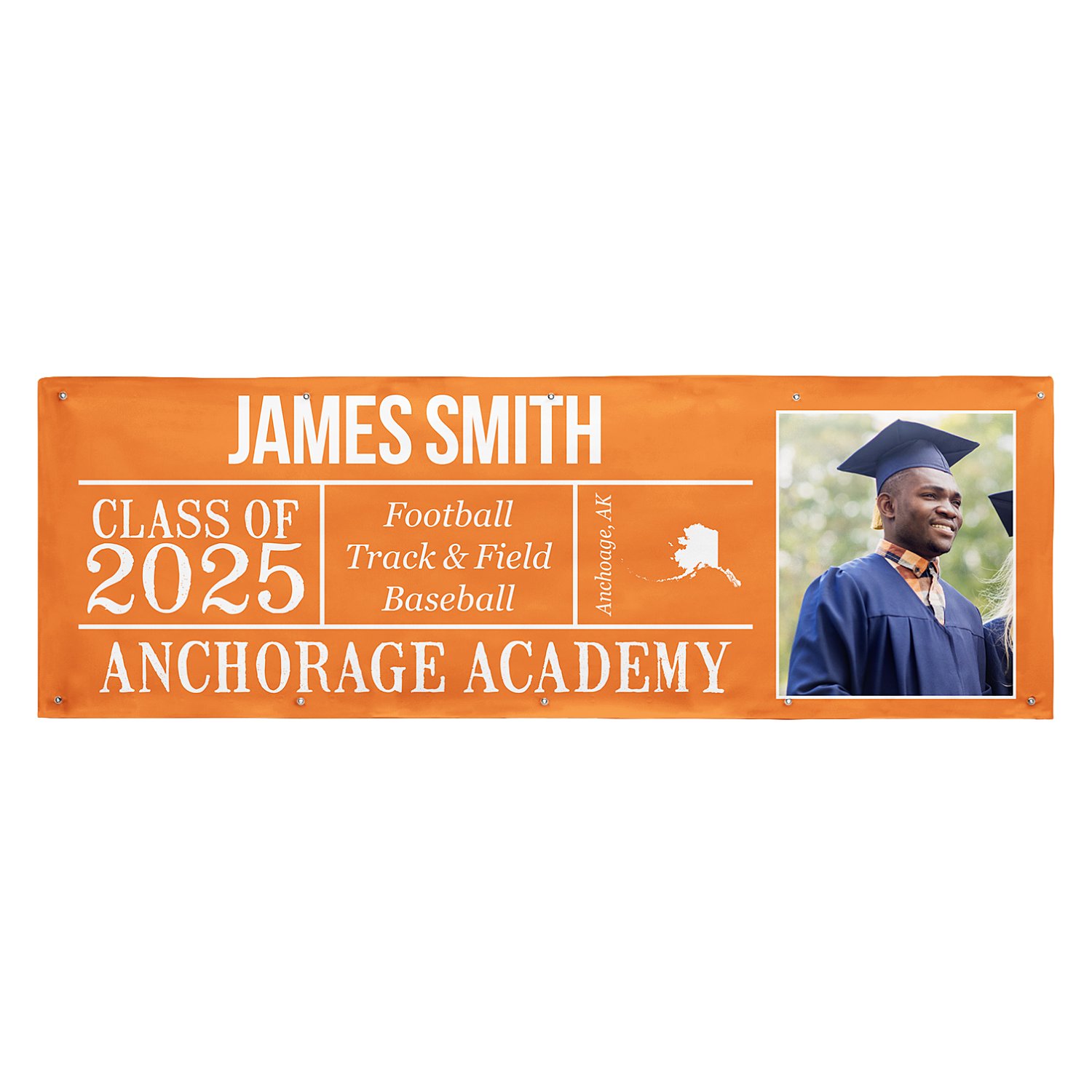 All About the Graduate Photo Banner - 10ft - Orange