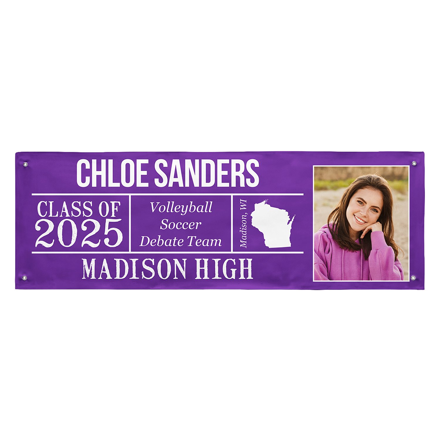 All About the Graduate Photo Banner - 6 ft. - Purple