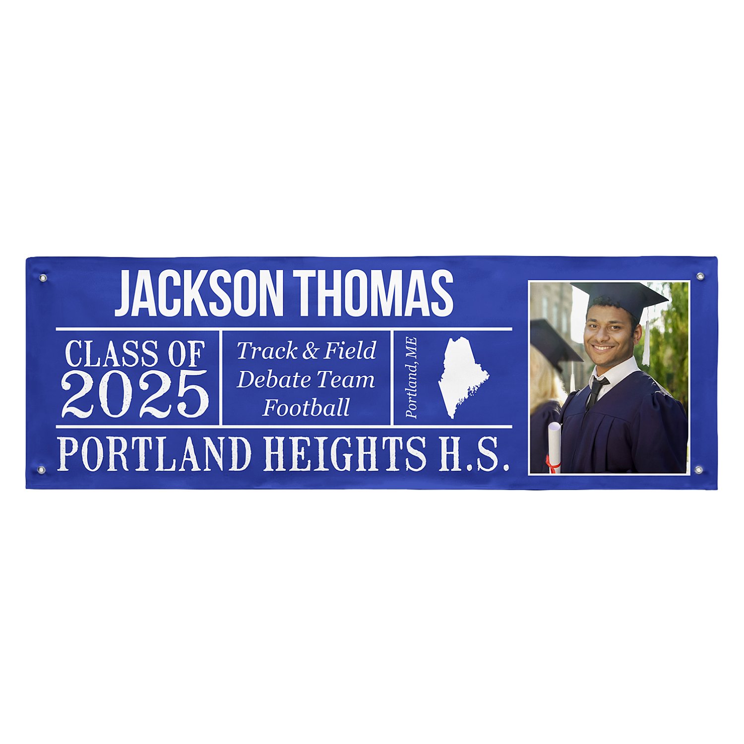 All About the Graduate Photo Banner - 6 ft. - Blue