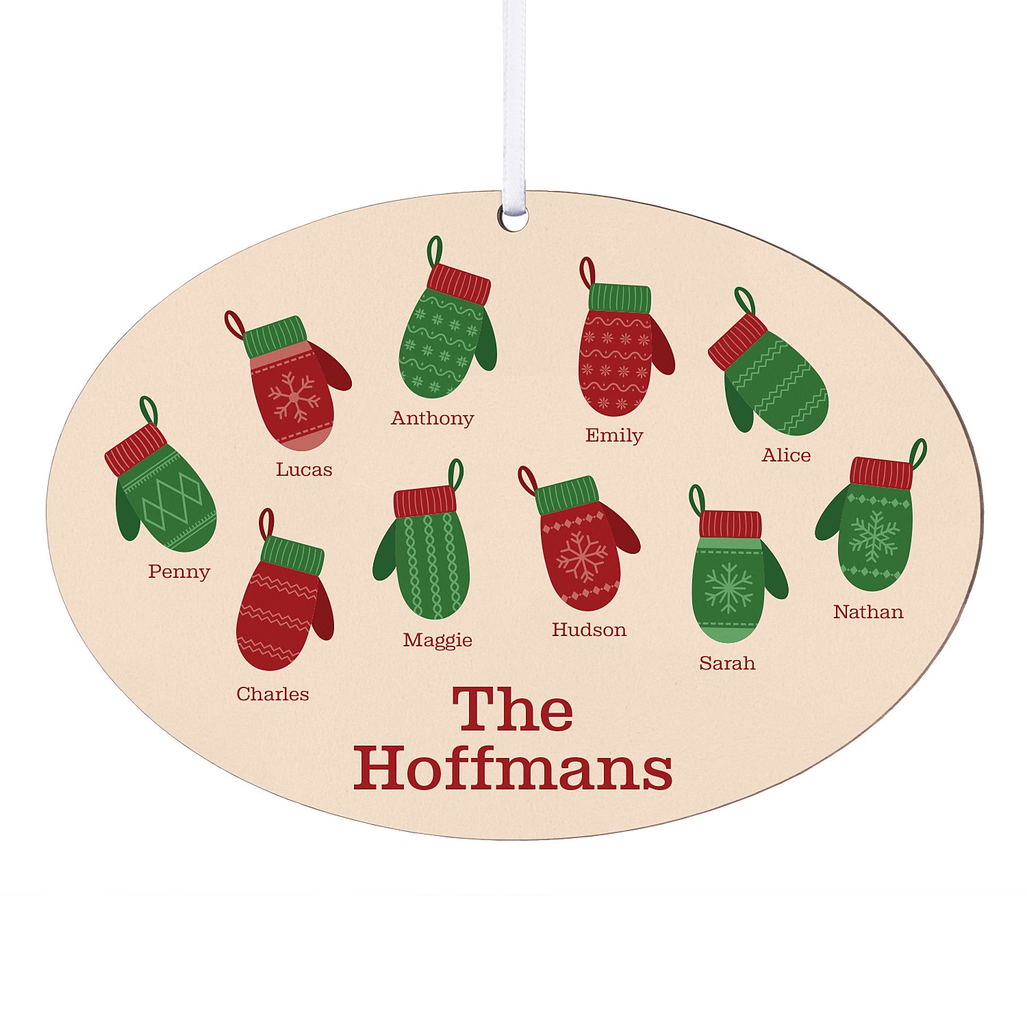 Family Mittens Oval Bauble - Large