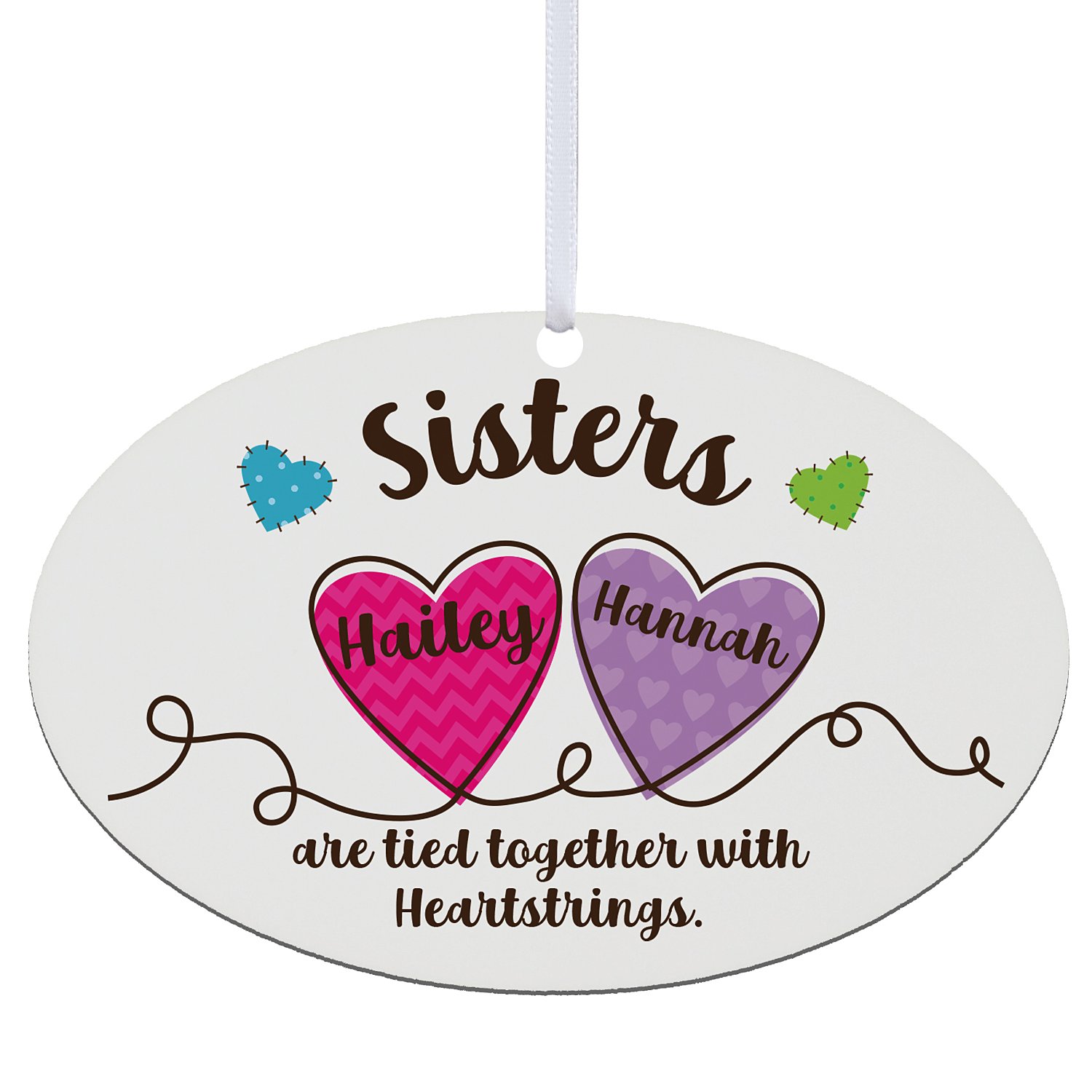 Sisters Heartstrings Oval Ornament