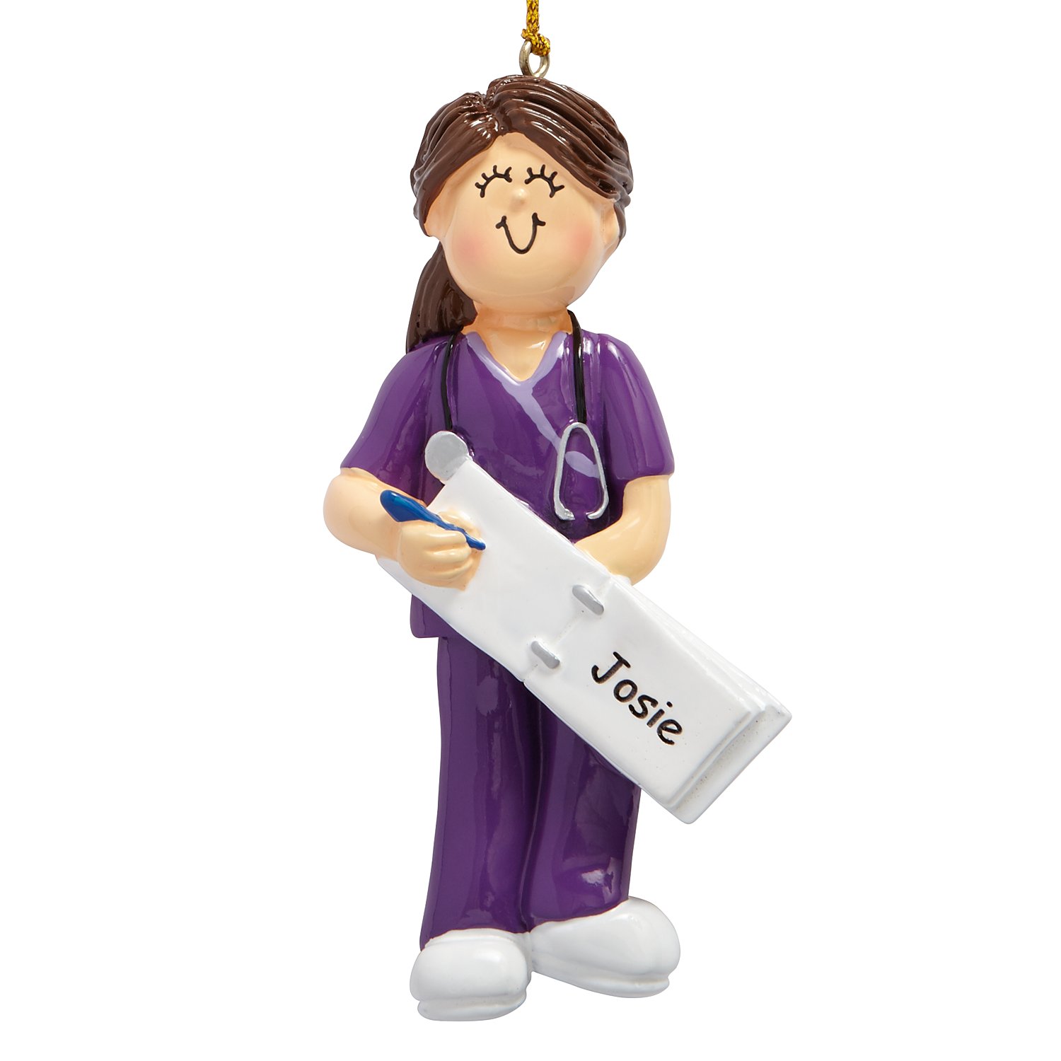 Scrub Nurse Ornament - Female-Light Skin, Brown Hair