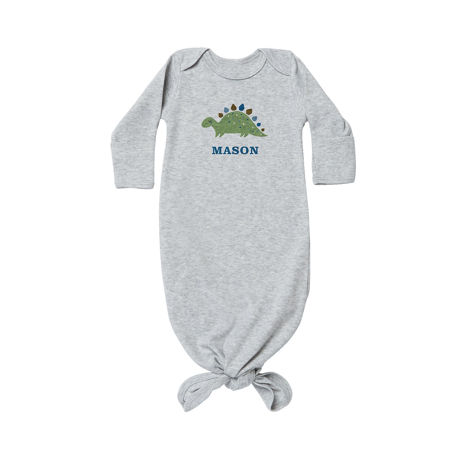 Animal Pals Baby Knotted Gown - Gray - Dinosaur