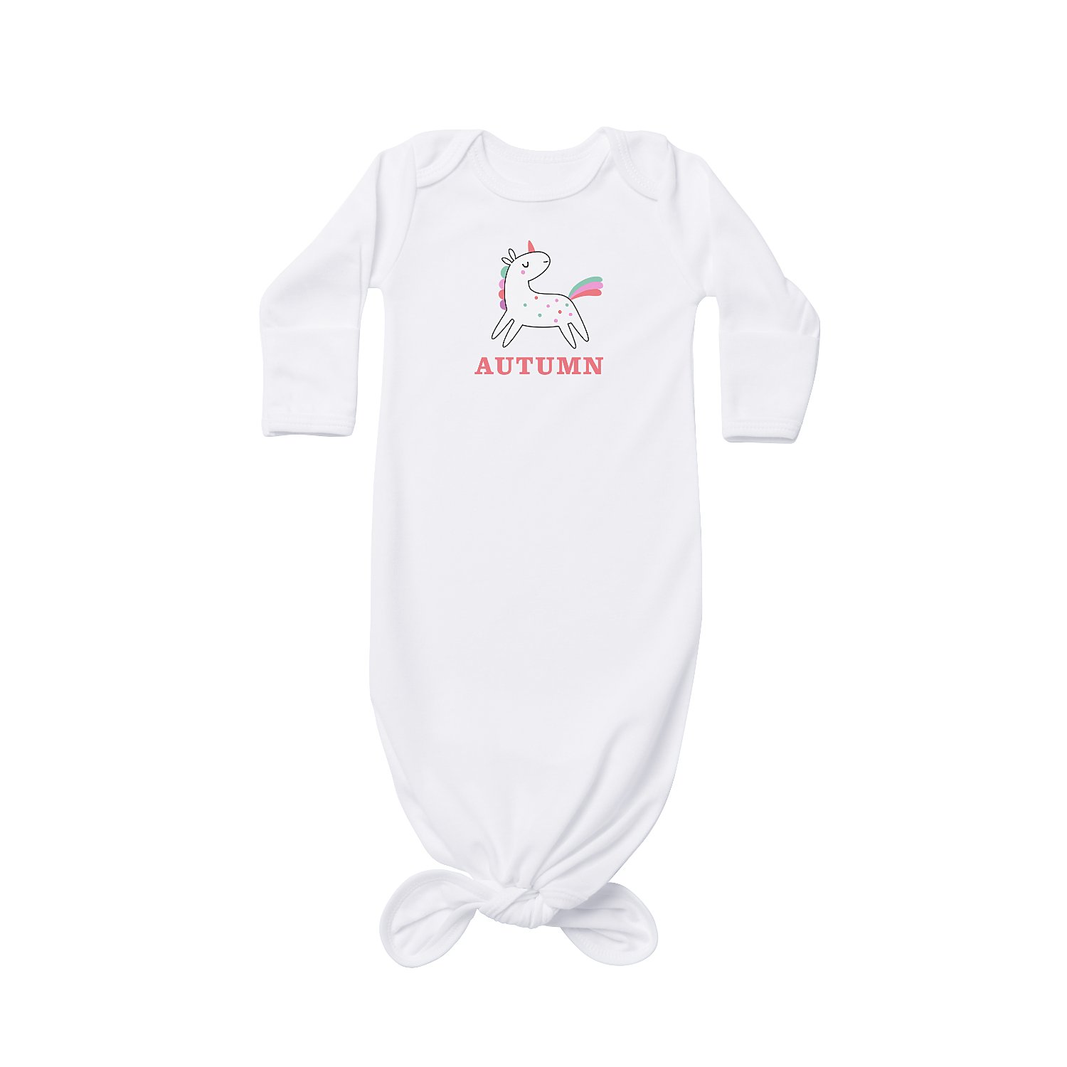 Animal Pals Baby Knotted Gown - White - Unicorn