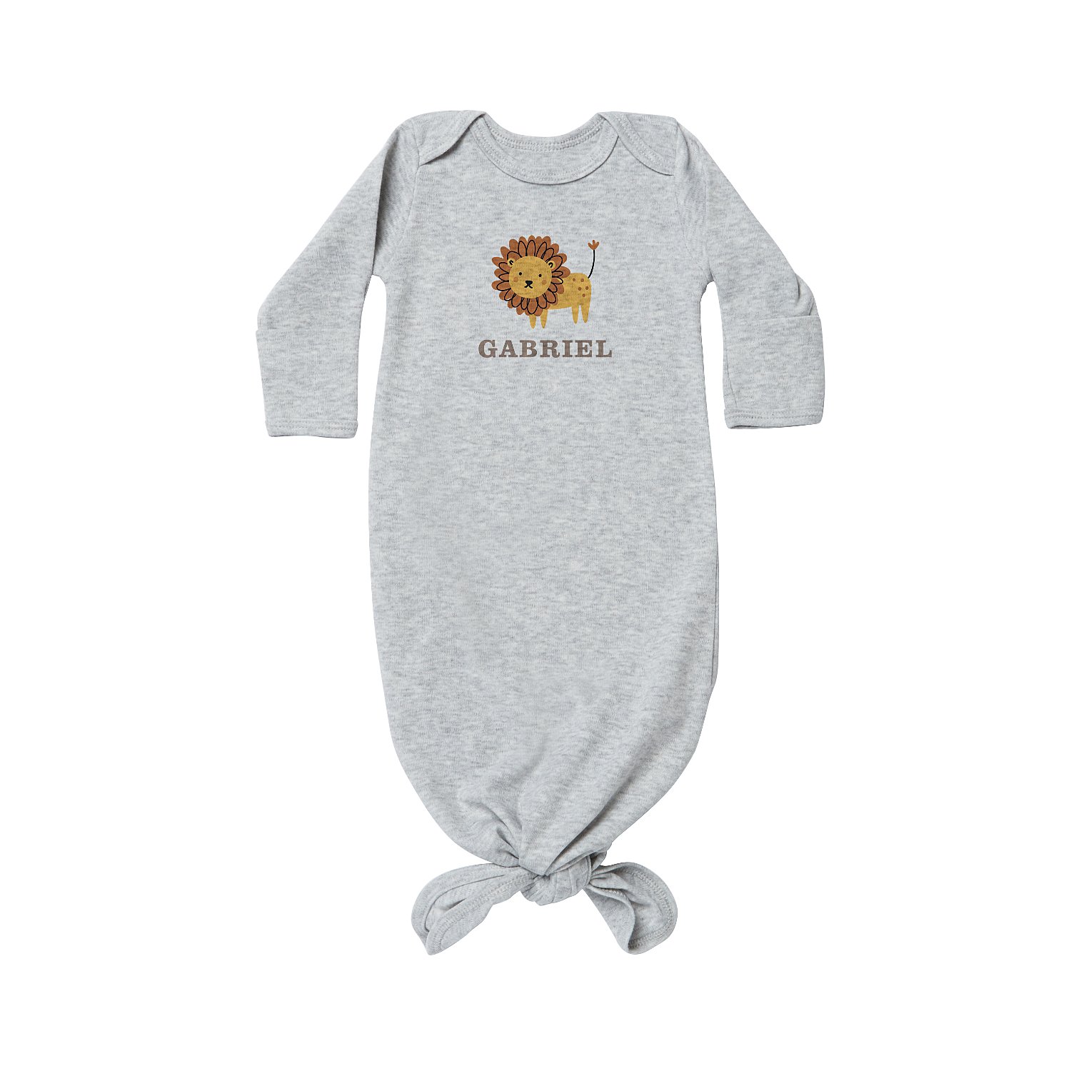 Animal Pals Baby Knotted Gown - Gray - Lion