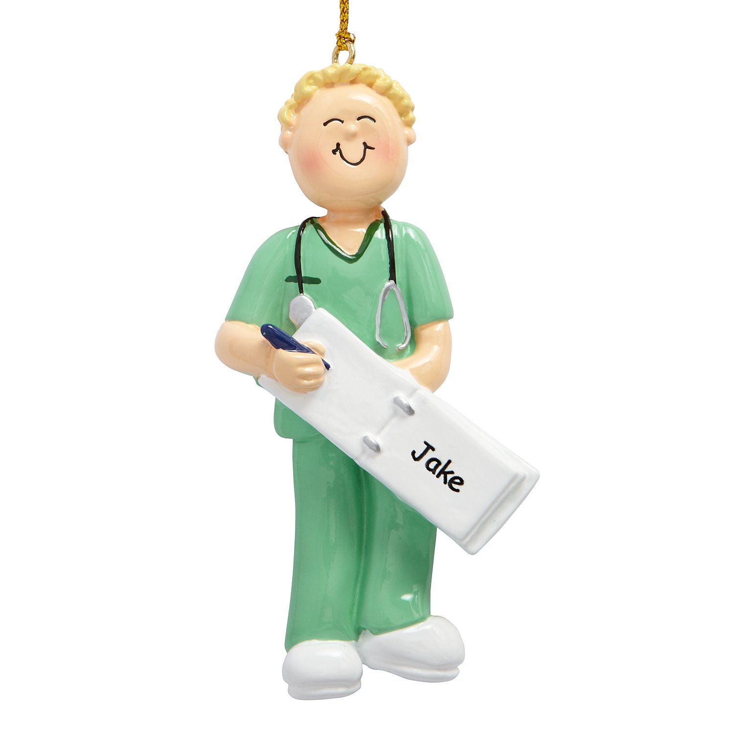 Scrub Nurse Ornament - Male-Light Skin, Blonde Hair