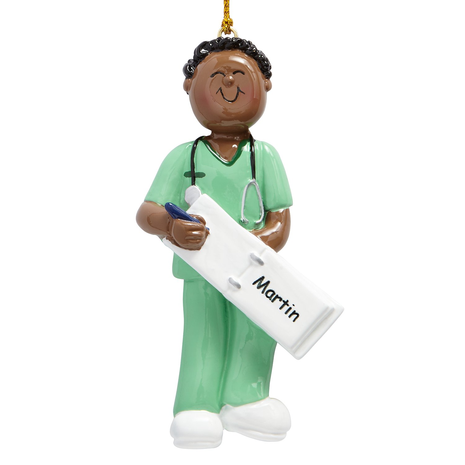 Scrub Nurse Ornament - Male Dark Skin