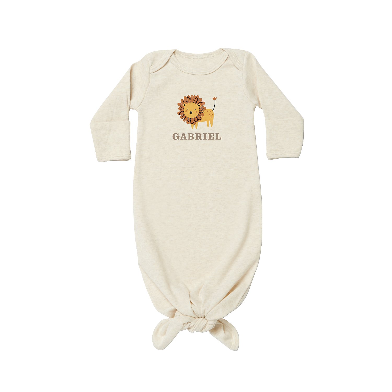 Animal Pals Baby Knotted Gown - Oatmeal - Lion