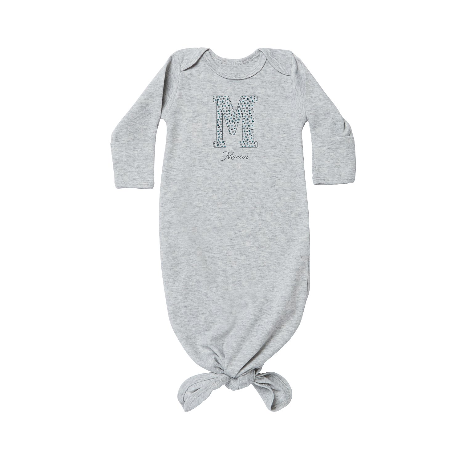 Big Initial Baby Knotted Gown - Gray