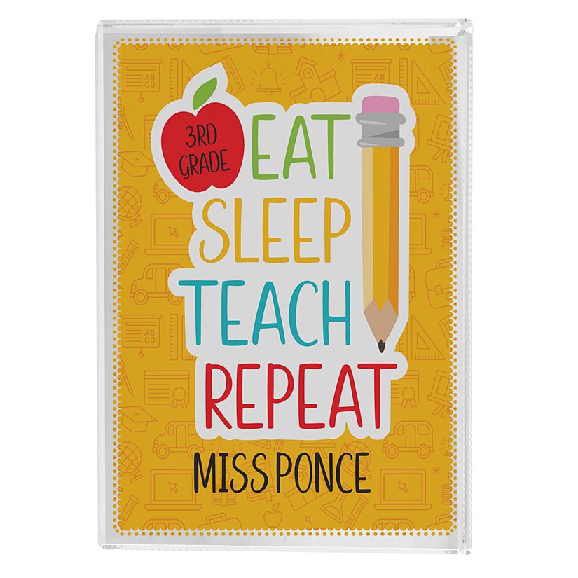 Eat, Sleep, Teach Glass Block 4 Eat, Sleep, Teach Glass Block