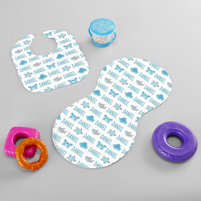 Baby Love Personalized Bib & Burp Cloth Set