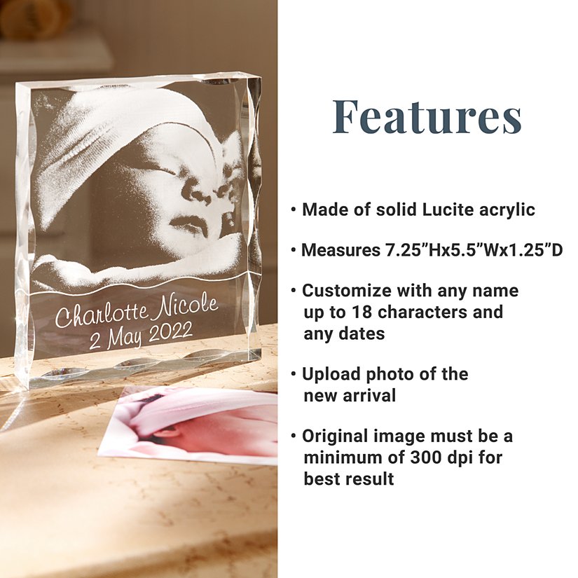 Baby's Acrylic Personalized Photo Display Block