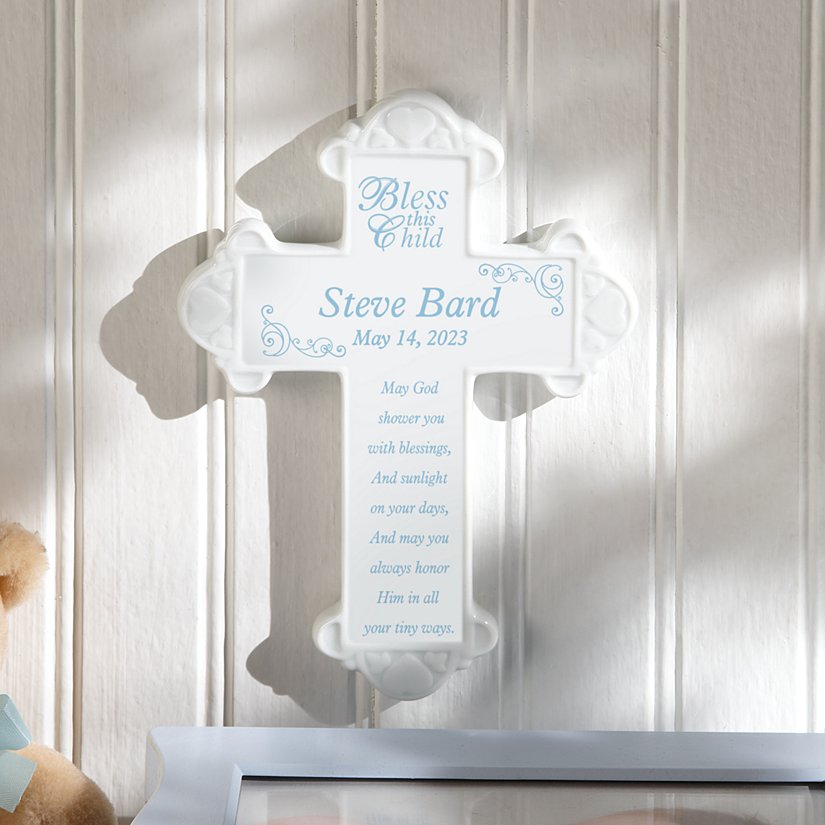 Cherish This Child Personalized Ceramic Cross