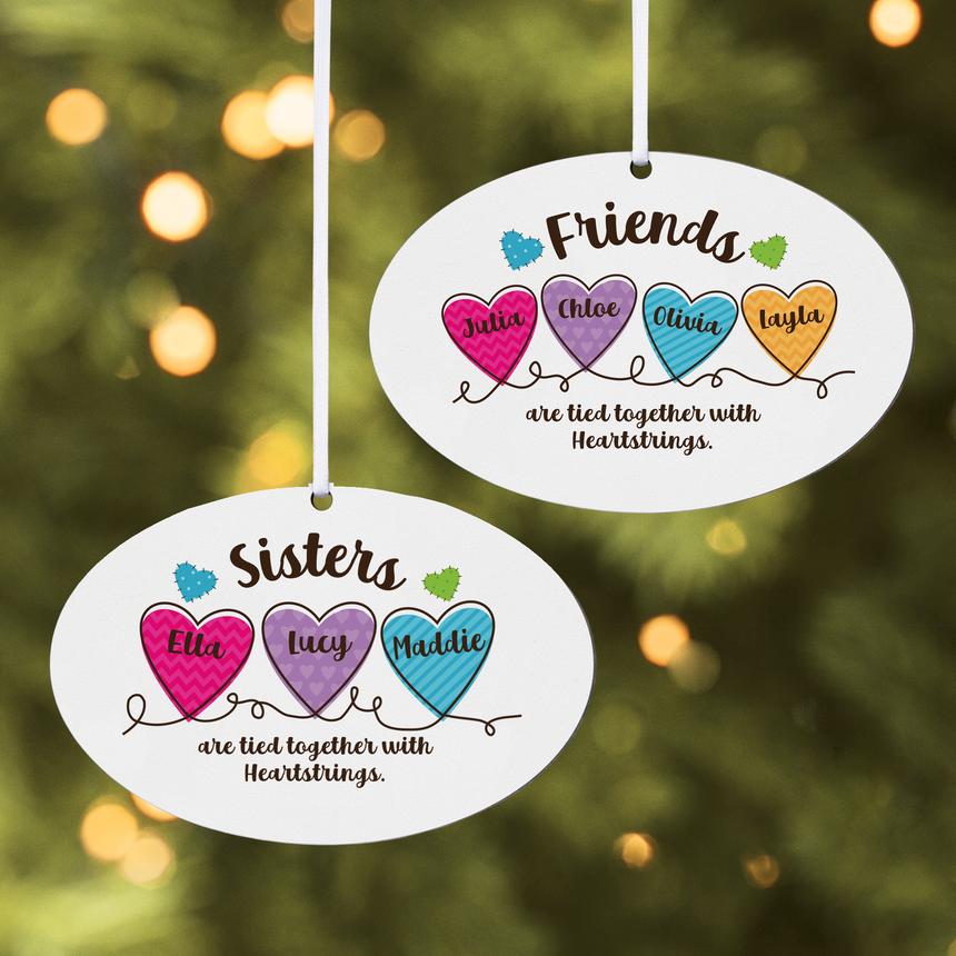 Sisters and Friends Heartstrings Oval Ornament