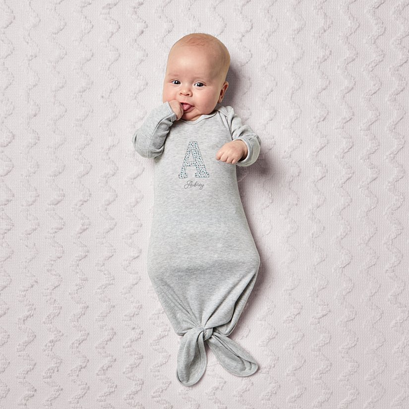 Big Initial Baby Knotted Gown