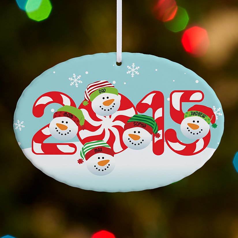 2015 Snowman Family Oval Ornament
