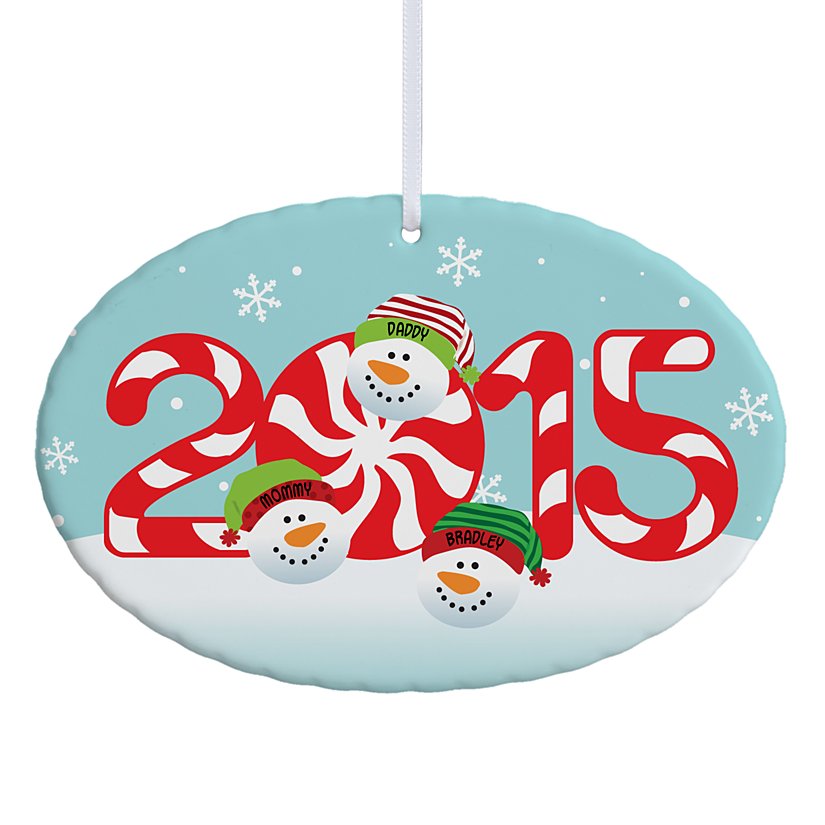 2015 Snowman Family Oval Ornament