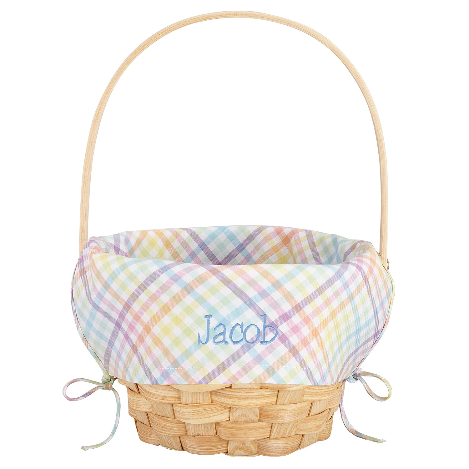 10" Create Your Own Easter Basket - Rainbow Gingham-Blue
