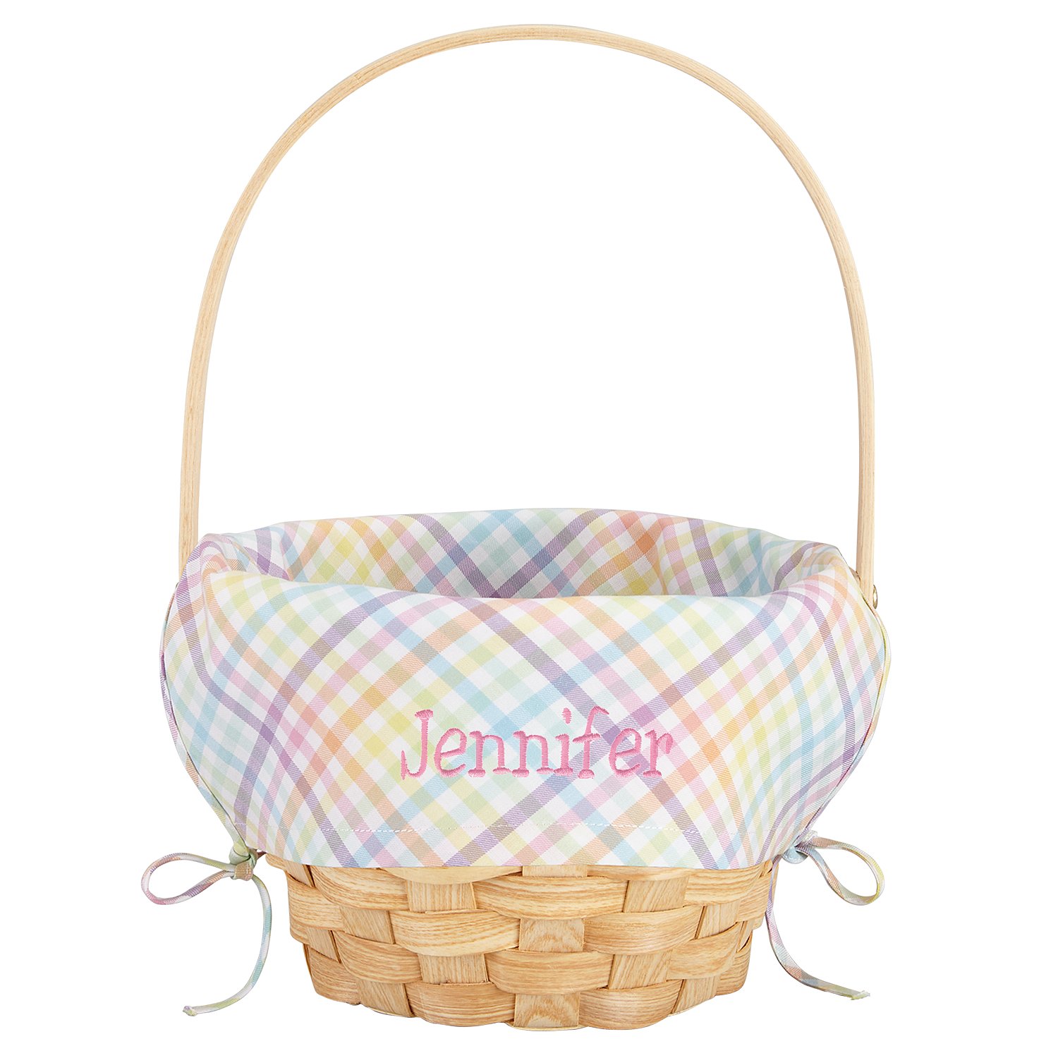10" Create Your Own Easter Basket - Rainbow Gingham-Pink
