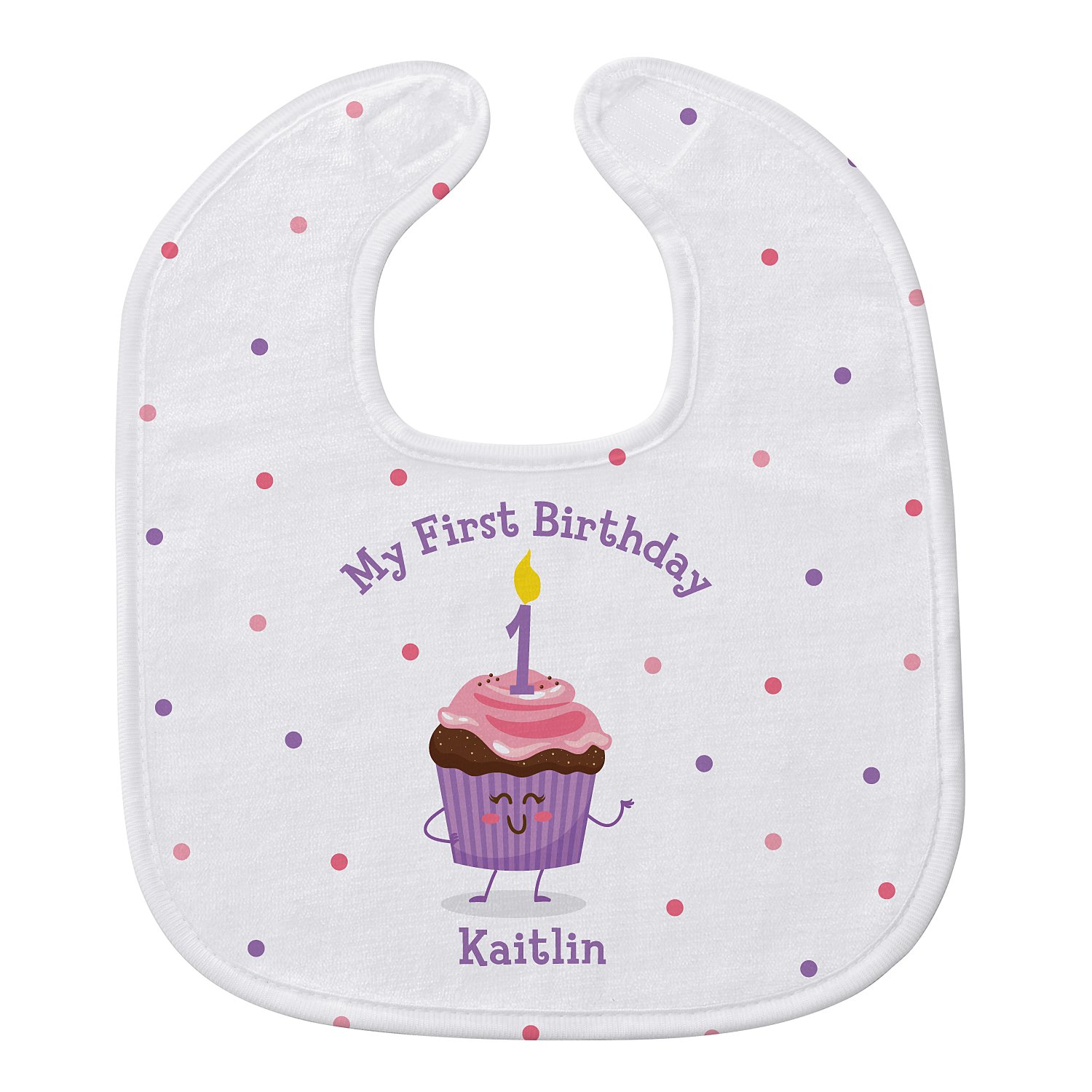 First Birthday Bib-Purple Cupcake