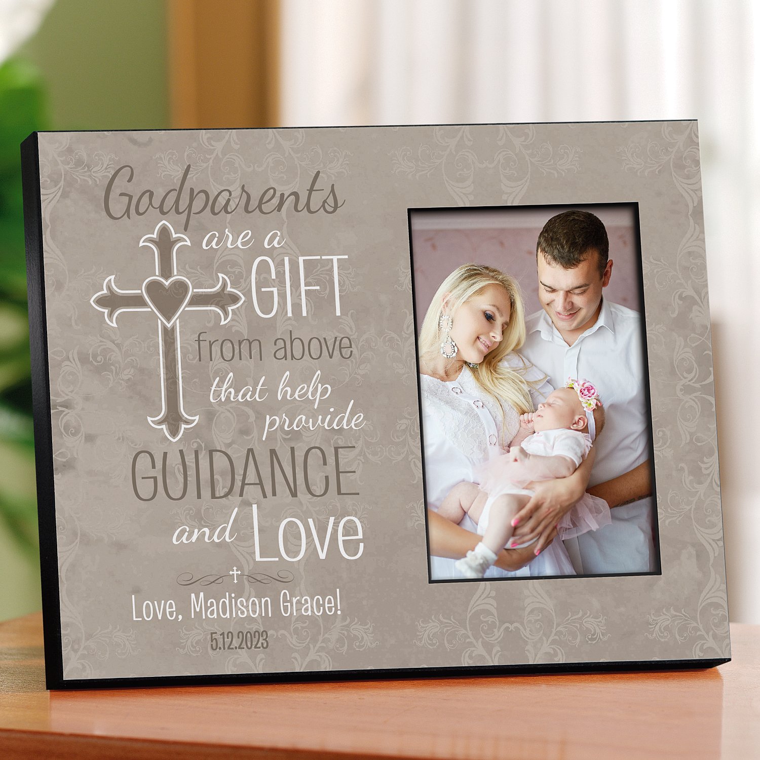 Godparents Blessing Personalized Cross Frame