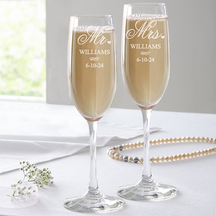 Elegant Champagne Personalized Flutes Set