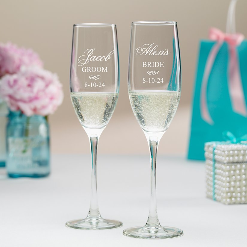 Elegant Champagne Personalized Flutes Set