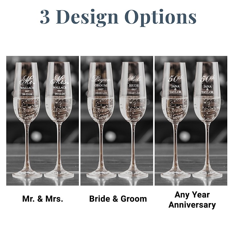 Elegant Champagne Personalized Flutes Set