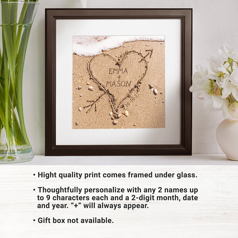 Love in Sand Personalized Framed Square Print