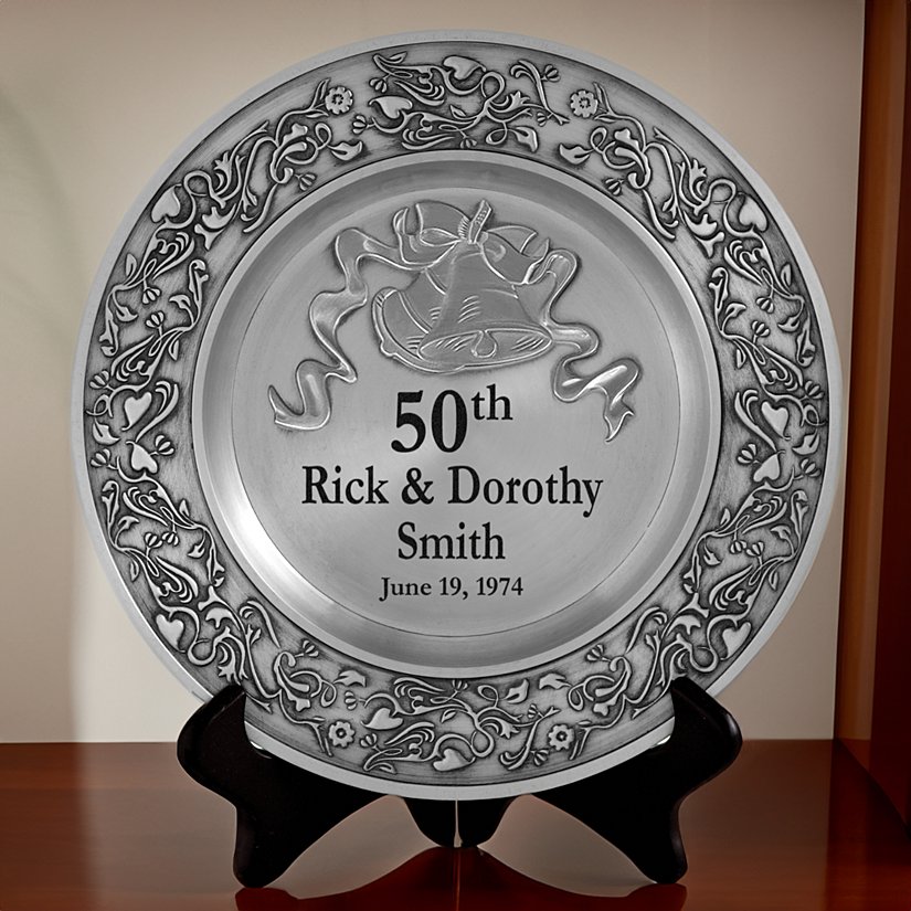 Commemorative Pewter Personalized Anniversary Plate