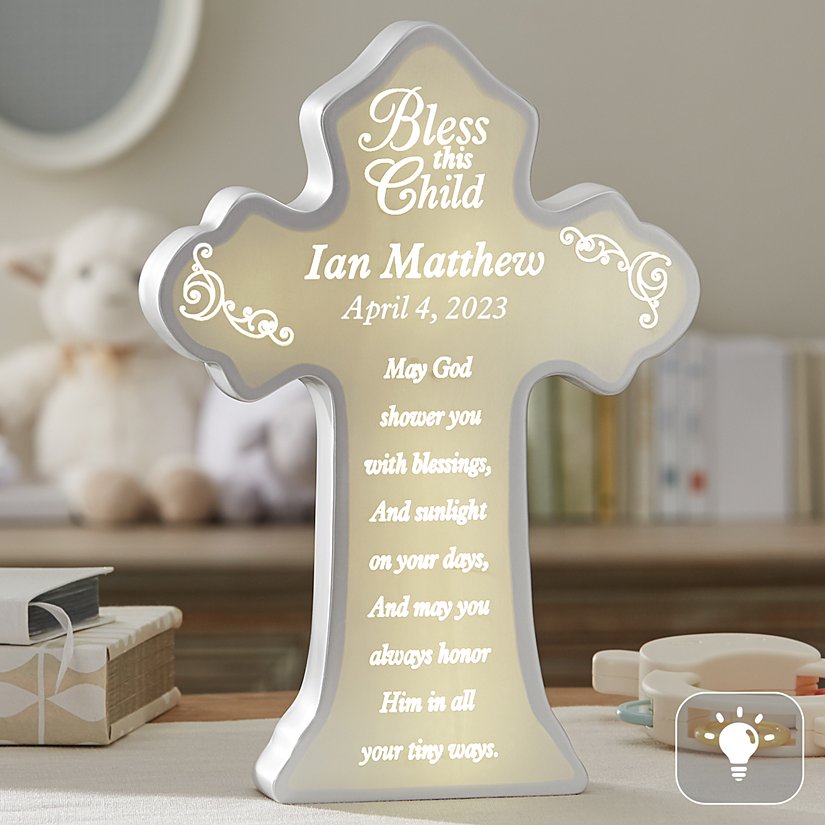 Cherish This Child Personalized Illuminated Cross