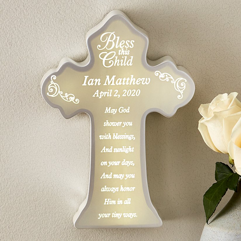 Cherish This Child Personalized Illuminated Cross
