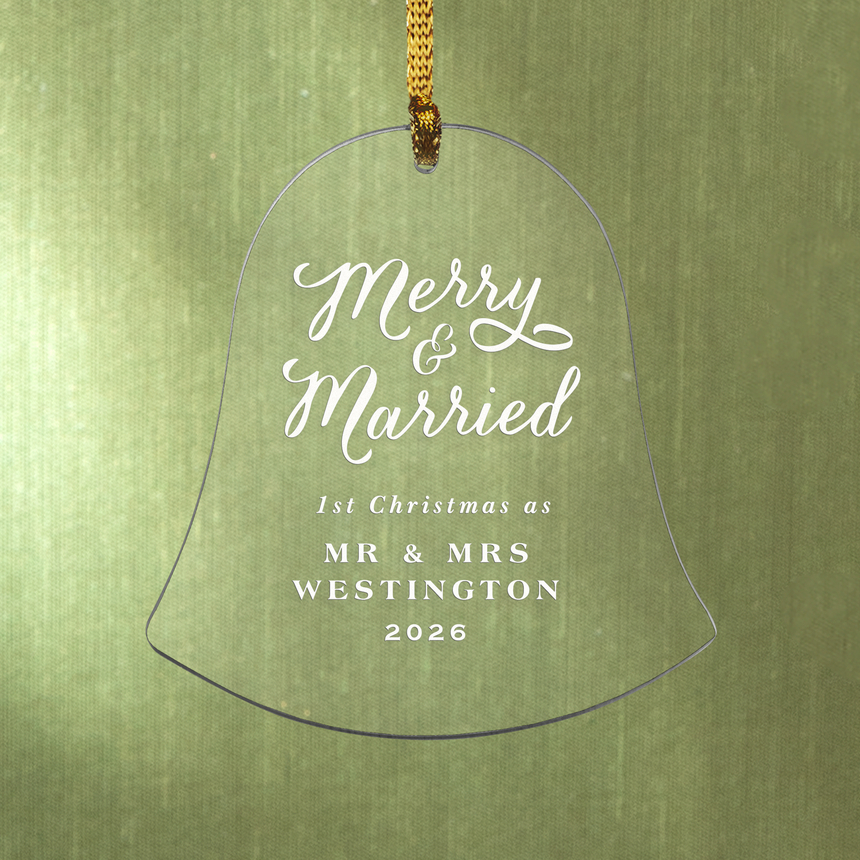 Merry and Married Bell Ornament