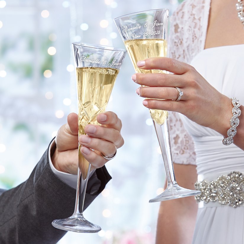 Galway European Crystal® Timeless Love Personalized Toasting Flutes