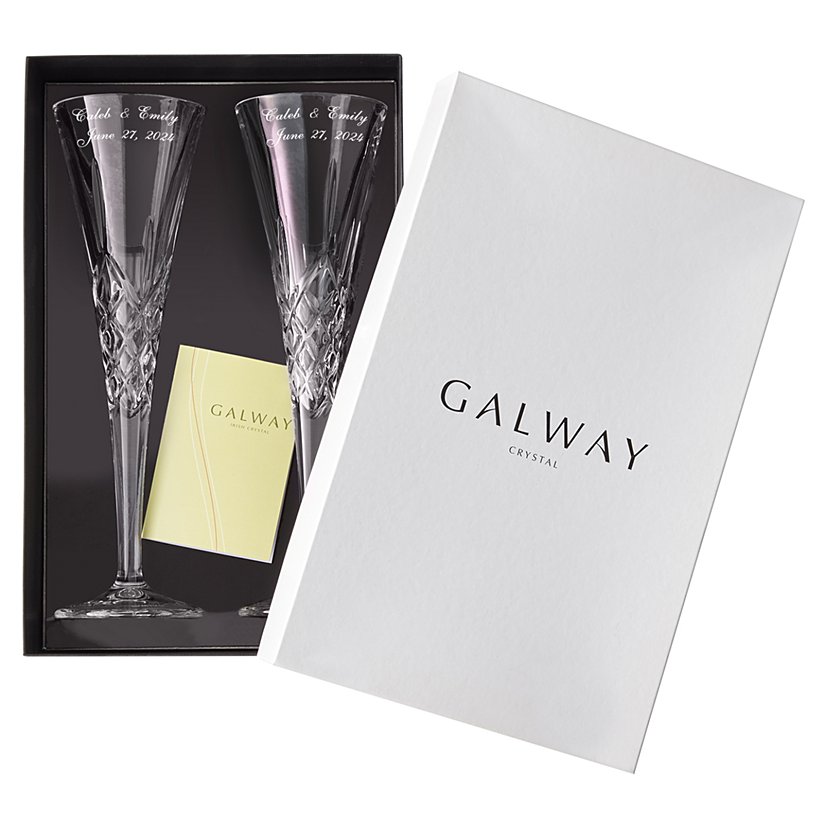 Galway European Crystal® Timeless Love Personalized Toasting Flutes