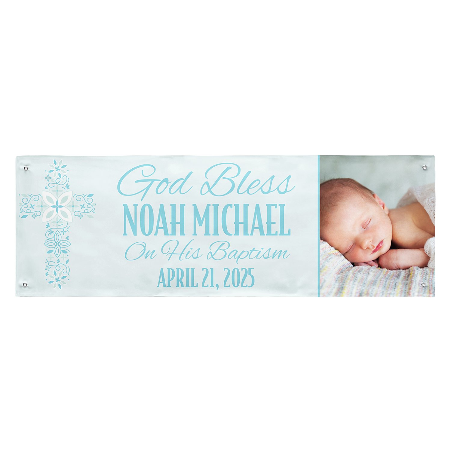 Baptism Celebration Photo Banner -Blue-6ft