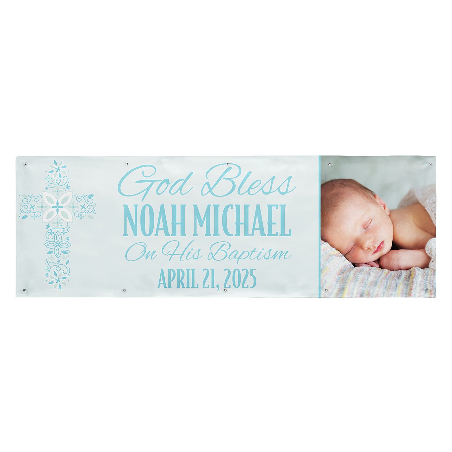 Baptism Celebration Photo Banner-Blue-10ft