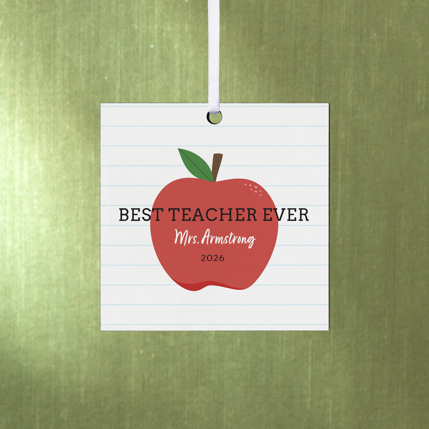 Best Teacher Ever Square Ornament