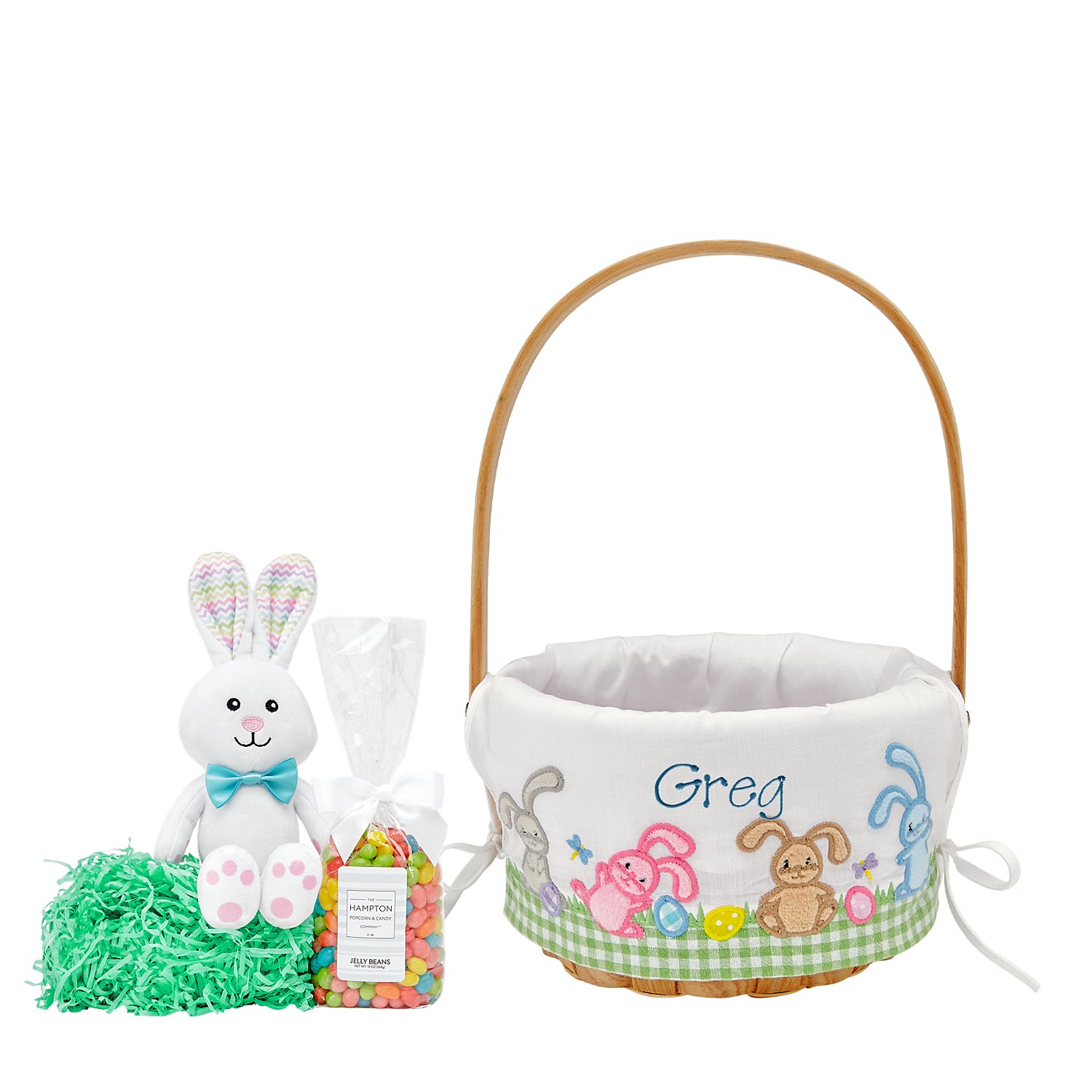 8" Create Your Own Easter Basket - Lots Of Bunnies With Candy - Blue