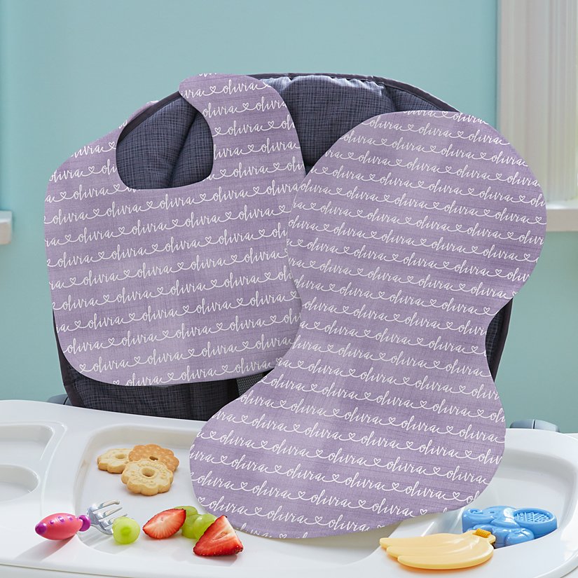 Elegant Personalized Bib & Burpcloth Set for Mealtime