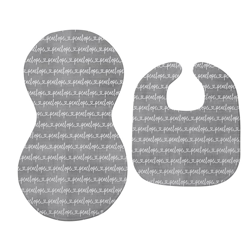 Elegant Personalized Bib & Burpcloth Set for Mealtime 3 Elegant Personalized Bib & Burpcloth Set for Mealtime
