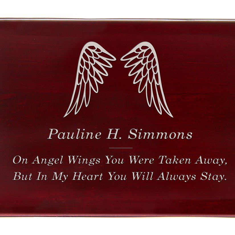 Angel's Wings Engraved Wood Cremation Urn 4 Angel's Wings Engraved Wood Cremation Urn