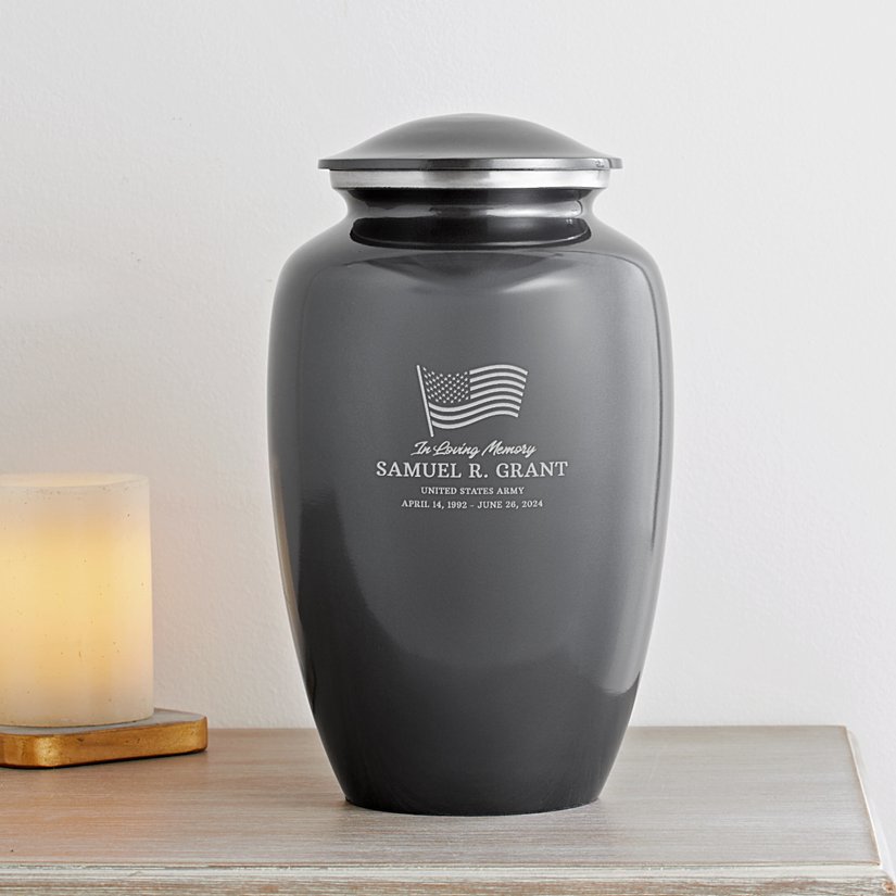 American Flag Metal Cremation Urn