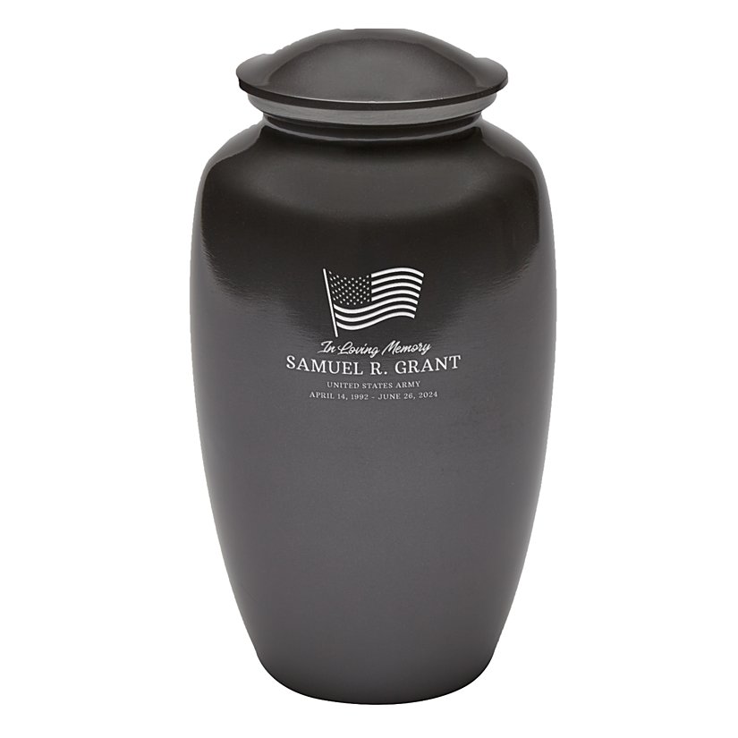 American Flag Metal Cremation Urn