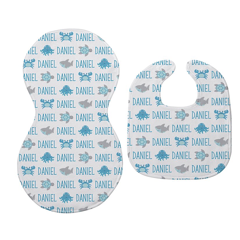 Adorable Personalized Bib & Burpcloth Set