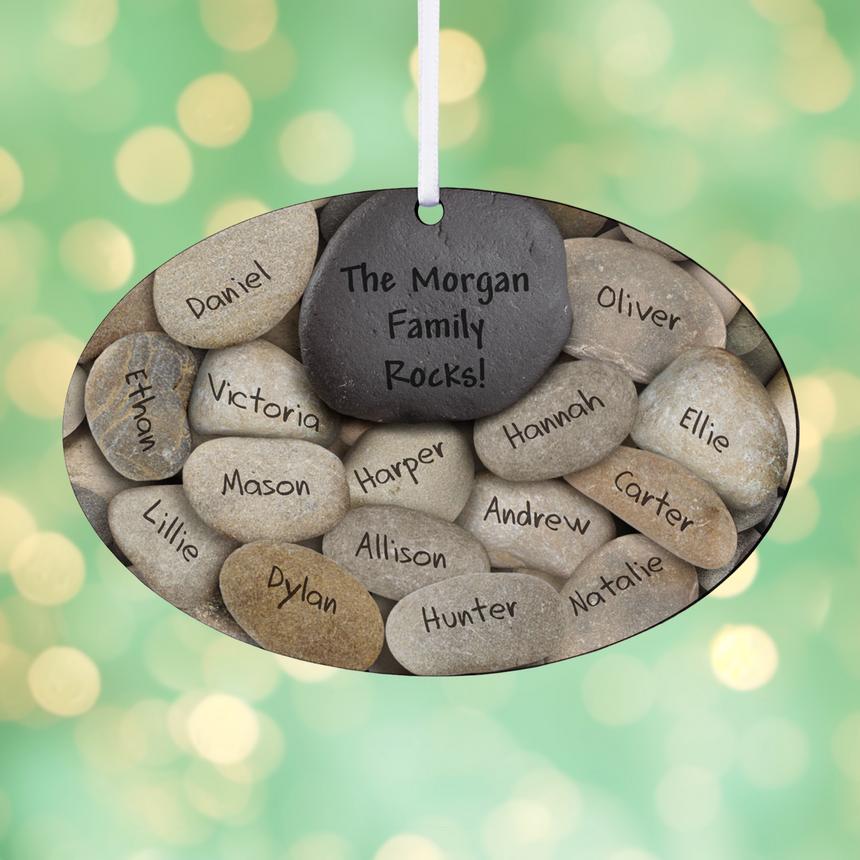 Our Family Rocks Oval Ornament